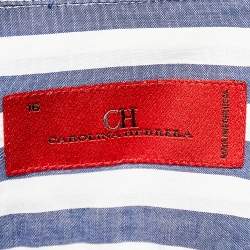CH Carolina Herrera Blue & White Striped Cotton Button Front Shirt L