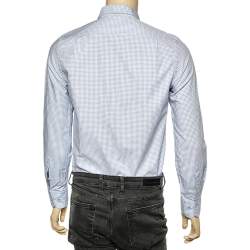 CH Carolina Herrera Blue & White Check Cotton Button Front Shirt S