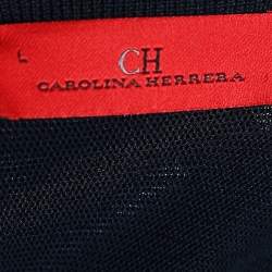Pre Owned CH Carolina Herrera Navy Blue Cotton Knit Pullover L 