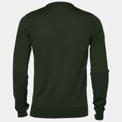 Pre Owned CH Carolina Herrera Green Knit V Neck Long Sleeve Sweater M