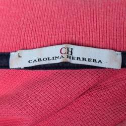 Pre Owned CH Carolina Herrera Pink Cotton Polo T-Shirts L