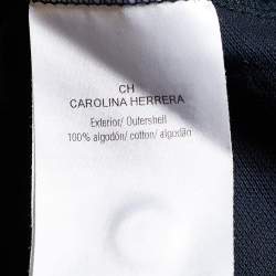 Pre Owned CH Carolina Herrera Navy Blue Logo Print Cotton Pique Polo T-Shirt XXL