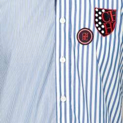 CH Carolina Herrera Blue Striped Cotton Button-Down Shirt M