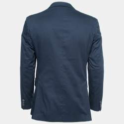 CH Carolina Herrera Midnight Blue Cotton Single Breasted Blazer M