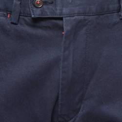 Pre Owned CH Carolina Herrera Navy Blue Cotton Trousers L
