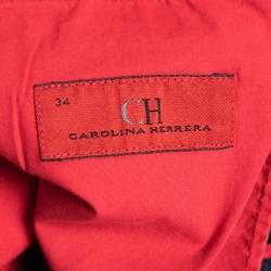 Pre Owned CH Carolina Herrera Navy Blue Cotton Trousers L