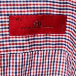 CH Carolina Herrera Navy Blue/Red Plaid Cotton Full Sleeve Shirt M