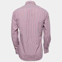 CH Carolina Herrera Navy Blue/Red Plaid Cotton Full Sleeve Shirt M