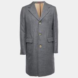 CH Carolina Herrera Grey Wool Single-Breasted Coat M