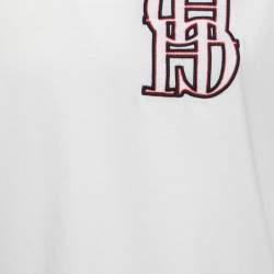Pre Owned CH Carolina Herrera White Logo Embroidered Cotton Crew Neck Half Sleeve T-Shirt M