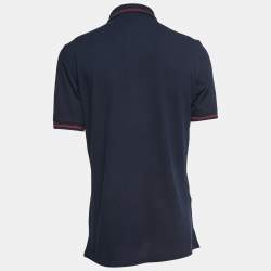 CH Carolina Herrera Navy Blue Logo Print Cotton Pique Polo T-Shirt L