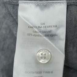 Pre Owned CH Carolina Herrera Grey Logo Embroidered Cotton Polo T-Shirt M