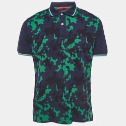 CH Carolina Herrera Navy Blue Camouflage Print Cotton Pique Polo T-Shirt XL