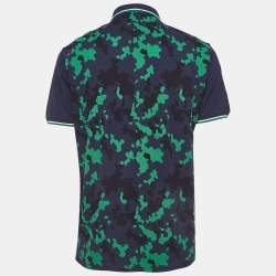 CH Carolina Herrera Navy Blue Camouflage Print Cotton Pique Polo T-Shirt XL
