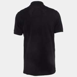 Pre Owned CH Carolina Herrera Black Embroidered Cotton Pique Polo T-Shirt L