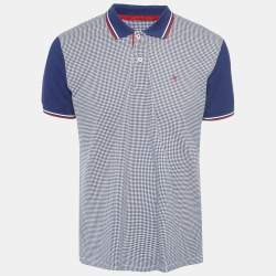 CH Carolina Herrera Blue Printed Cotton Pique Polo T-Shirt L