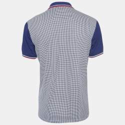 CH Carolina Herrera Blue Printed Cotton Pique Polo T-Shirt L