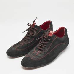 CH Carolina Herrera Black Suede Low Top Sneakers Size 43