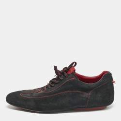 CH Carolina Herrera Black Suede Low Top Sneakers Size 43