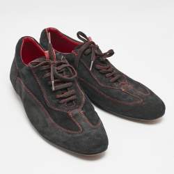 CH Carolina Herrera Black Suede Low Top Sneakers Size 43