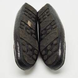 Pre Owned CH Carolina Herrera Black Croc Embossed Leather Slip On Loafers Size 43