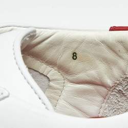 Pre Owned CH Carolina Herrera White/Red Leather Low Top Sneakers Size 42