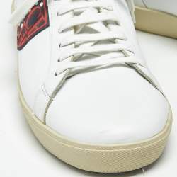 Pre Owned CH Carolina Herrera White/Red Leather Low Top Sneakers Size 42