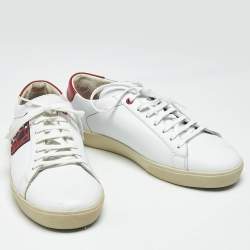 Pre Owned CH Carolina Herrera White/Red Leather Low Top Sneakers Size 42