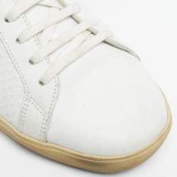 Pre Owned CH Carolina Herrera White/Red Leather Low Top Sneakers Size 43