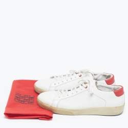 Pre Owned CH Carolina Herrera White/Red Leather Low Top Sneakers Size 43