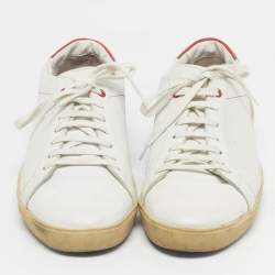 Pre Owned CH Carolina Herrera White/Red Leather Low Top Sneakers Size 43