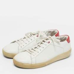 Pre Owned CH Carolina Herrera White/Red Leather Low Top Sneakers Size 43