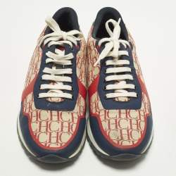 Pre Owned CH Carolina Herrera Size 41.5 Tricolor signature print Canvas Leather Low Top Sneakers