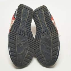 Pre Owned CH Carolina Herrera Size 41.5 Tricolor signature print Canvas Leather Low Top Sneakers