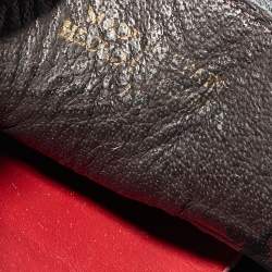 Pre Owned CH Carolina Herrera Navy Blue Leather Slip On Loafers Size 41