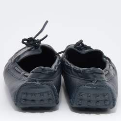 Pre Owned CH Carolina Herrera Navy Blue Leather Slip On Loafers Size 41