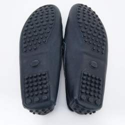 Pre Owned CH Carolina Herrera Navy Blue Leather Slip On Loafers Size 41