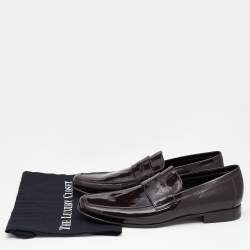 Pre Owned CH Carolina Herrera Brown Patent Leather Penny Loafers Size 42.5