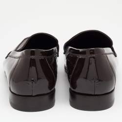 Pre Owned CH Carolina Herrera Brown Patent Leather Penny Loafers Size 42.5