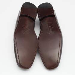 Pre Owned CH Carolina Herrera Brown Patent Leather Penny Loafers Size 42.5