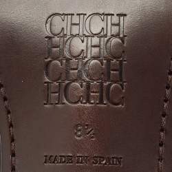 Pre Owned CH Carolina Herrera Brown Patent Leather Penny Loafers Size 42.5