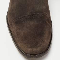 Pre Owned CH Carolina Herrera Dark Brown Suede Ankle Boots Size 42.5