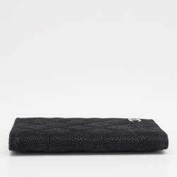 Pre Owned Chanel Black Quilted Caviar Leather CC Passport Holder