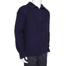 Chanel Indigo Wool Cable Knit Pullover M