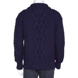 Chanel Indigo Wool Cable Knit Pullover M