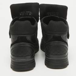 Chanel Black Leather And Suede CC High Top Sneakers Size 42