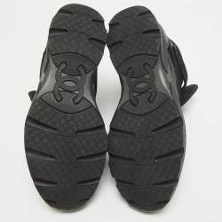 Chanel Black Leather And Suede CC High Top Sneakers Size 42