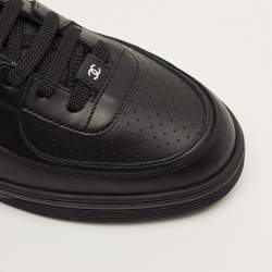 Pre Owned Chanel CC Size 46 Black Leather Lace Up Sneakers