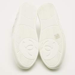 مملوكة مسبقًا Chanel Size 46 White Perforated Leather Lace Up Sneakers