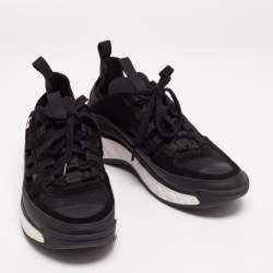 Chanel Black Leather CC Lace Up Sneakers  Size 41